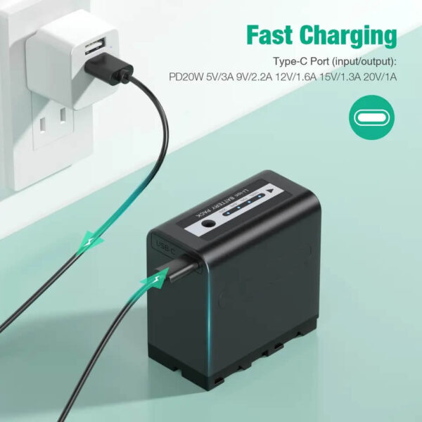 Beston NP-F970 PD 30W 10500mAh 7.2v Digital USB Rechargeable Lithium ion Battery For Sony