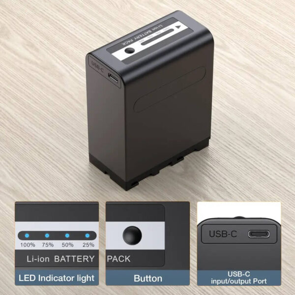 Beston NP-F970 PD 30W 10500mAh 7.2v Digital USB Rechargeable Lithium ion Battery For Sony