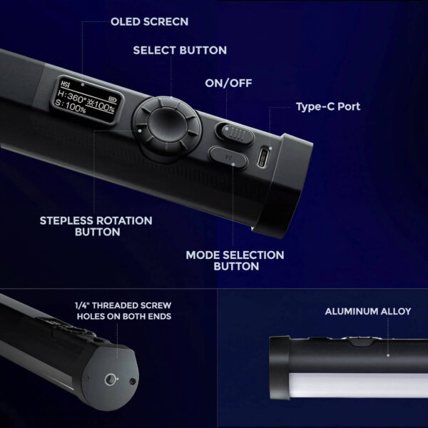 GenPro B600S RGB Tube Light 60cm – Portable Professional Video Light