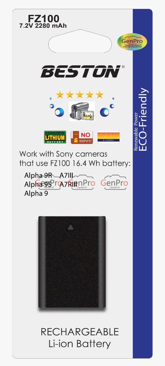 BESTON NP-FZ100 Battery Pack Compatible with Firmware 2.0 Sony A7III, A7RIII, A9, Alpha A7 III, A7R3 Digital Cameras