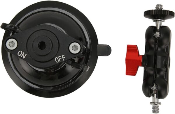 Universal 360° Camera Suction Cup Mount with Magic Arm | 1/4"-20 Vacuum Mount for DSLR, Mirrorless & Action Cameras