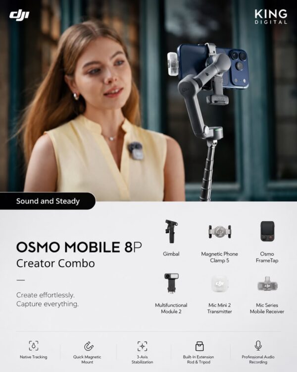 dji osmo mobile 8p creator combo / مانع اهتزاز DJI Osmo Mobile 8P Creator Combo للهواتف | كيت صانع المحتوى