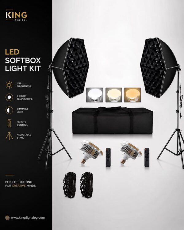 LED Soft Box Light Kit + Grid