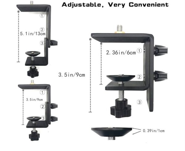Desk Mount Stand, 12-20inch Tabletop C Clamp Mount Stand, Adjustable Table Aluminum Light Stand with Standard 1/4" Screw Tip for DSLR Camera, Ring Light, Video Light, Panel Light