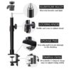 Desk Mount Stand, 12-20inch Tabletop C Clamp Mount Stand, Adjustable Table Aluminum Light Stand with Standard 1/4" Screw Tip for DSLR Camera, Ring Light, Video Light, Panel Light